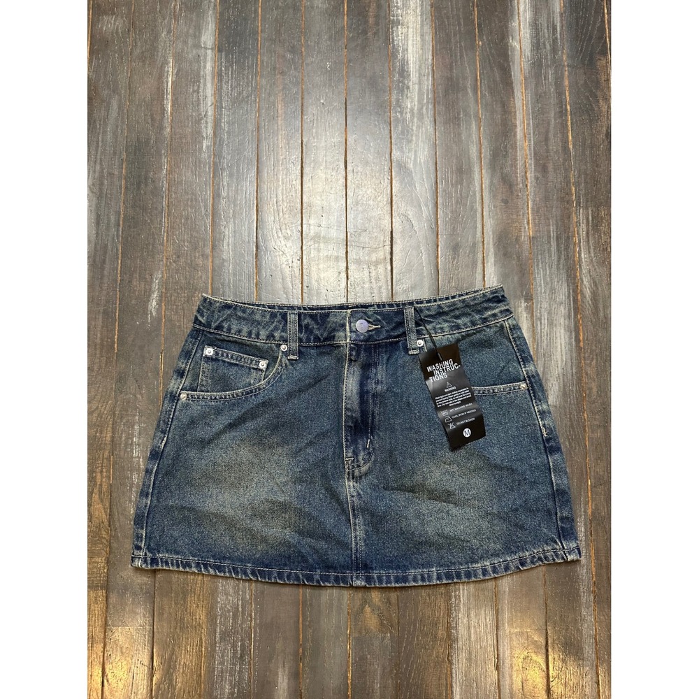Emmiol Medium Wash Denim Mini Skirt